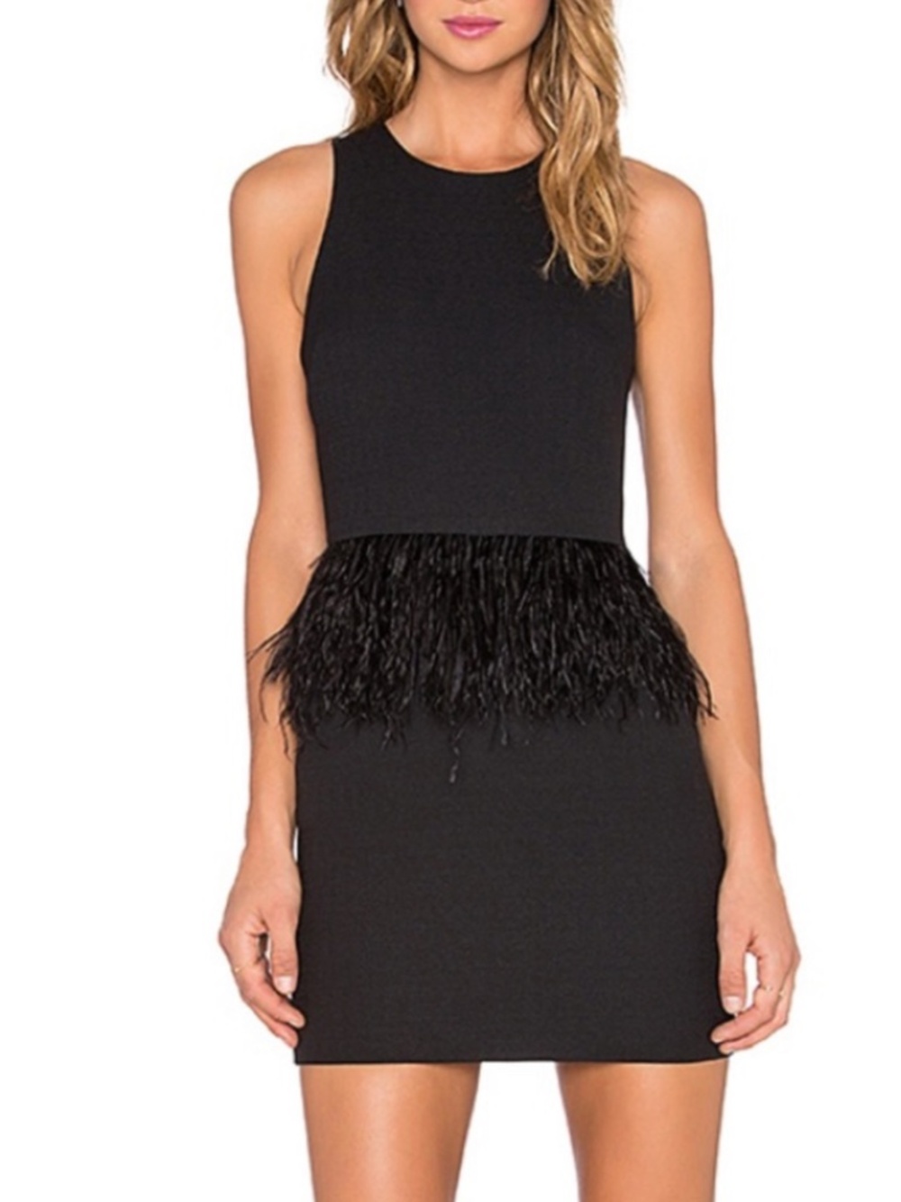 Endless Rose Black Feather Trim Mini Dress Size S